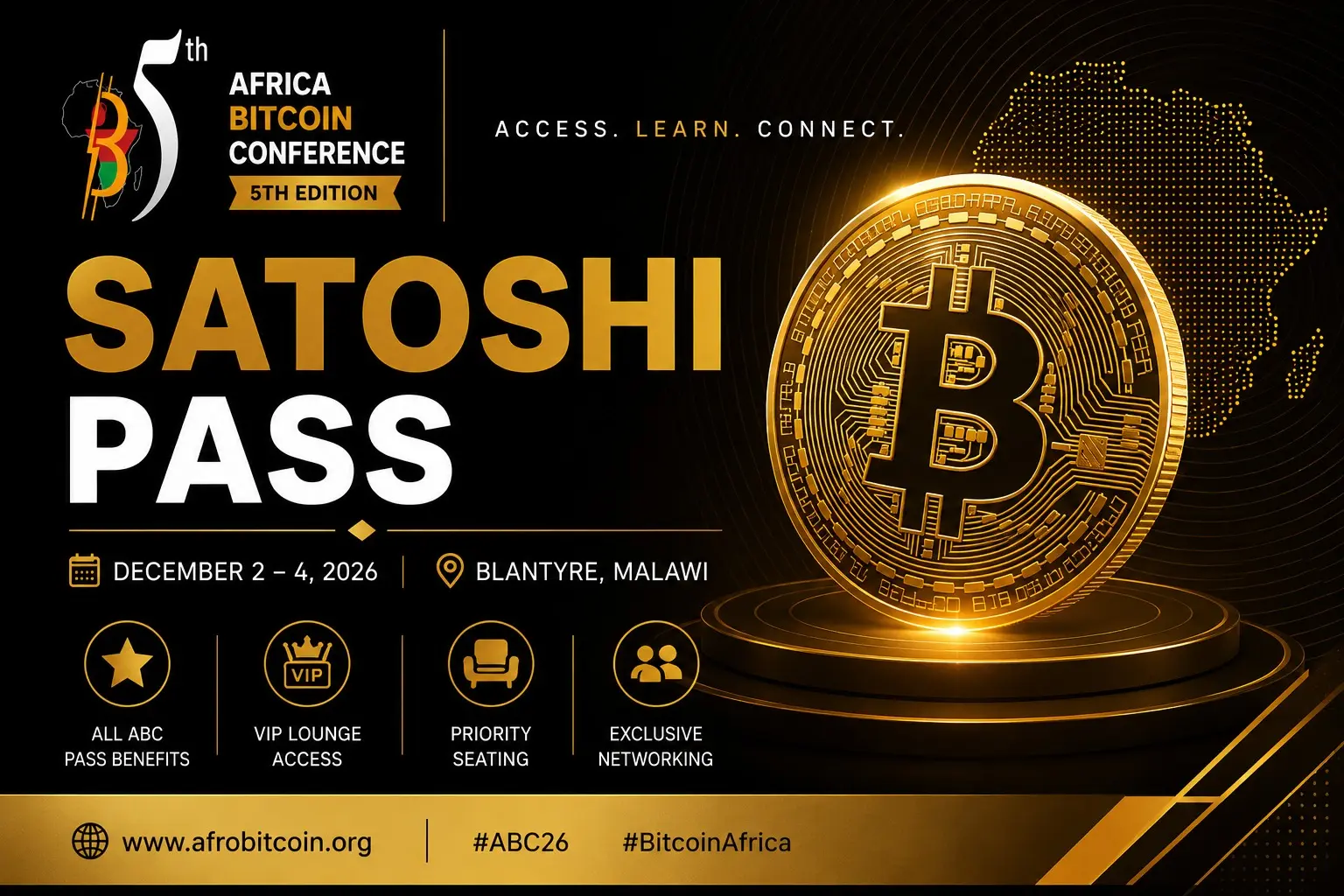Satoshi Pass for the Africa Bitcoin Conference in Blantyre, Malawi, 2–4 December 2026
